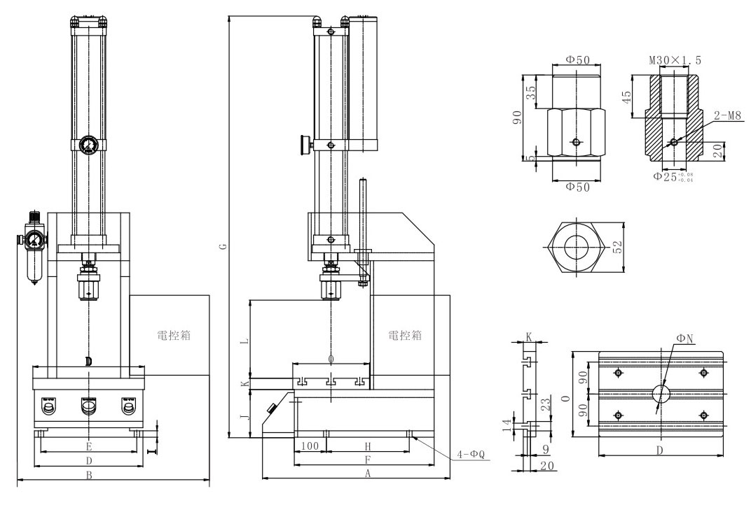 JRS半弓形台式气液压力机设计图
